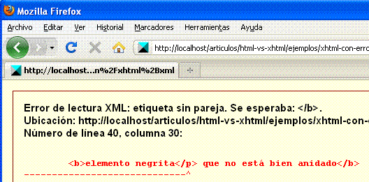 Error XHTML en Firefox