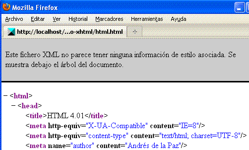 Firefox error XML