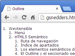 Outline o resumen de encabezados de HTML5 con Gsnedders