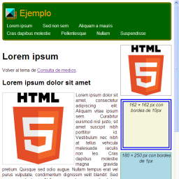 Estructura con bloques en línea, contenido y lateral derecho