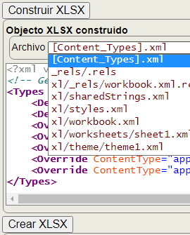Trazado de la exportación a XLSX