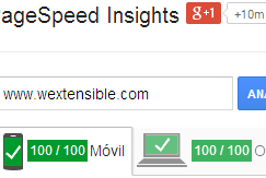 Pagespeed Insights para www.wextensible.com